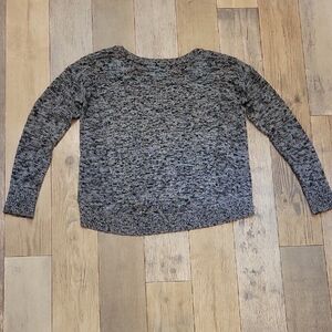 American Eagle Outfitters Gray, Black, Blue Crew Neck Sweater with Textured Knit